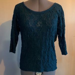 aerie | 3/4 Sleeve Teal Lace Top